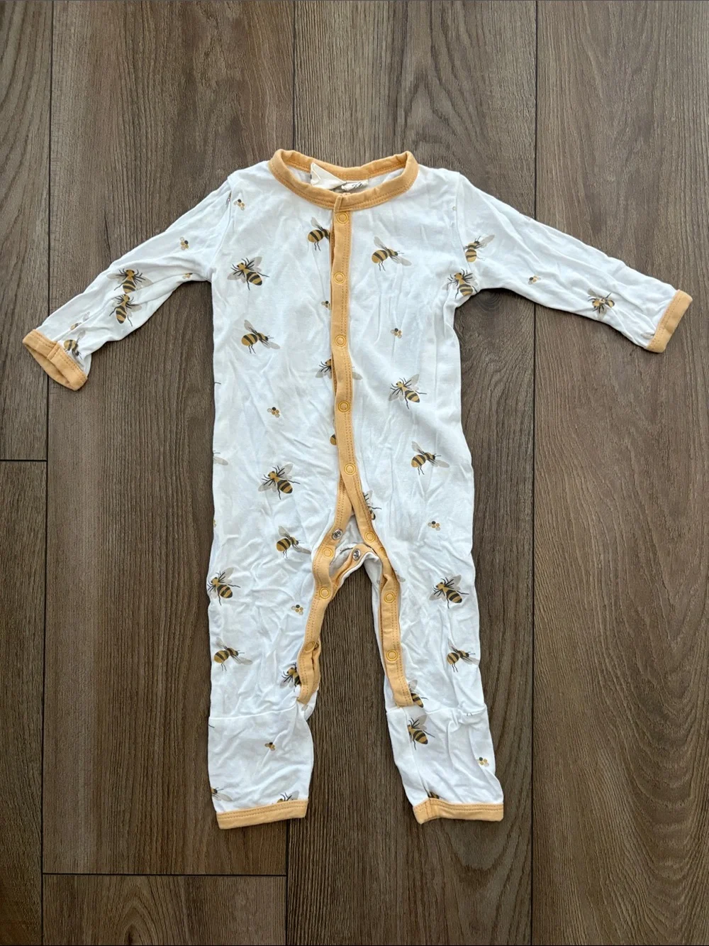 Kyte BABY White One-Piece with Yellow Bee Print
